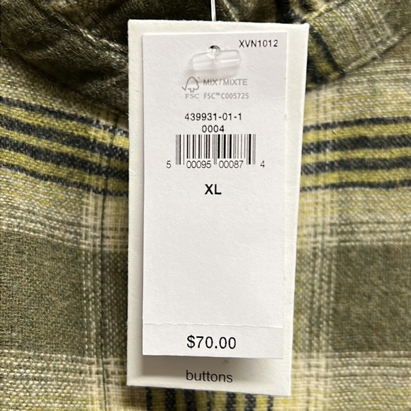 NWT - Banana Republic Factory Women’s Ruffle Flannel Shirt, Camo Green - Size XL - Picture 8 of 10